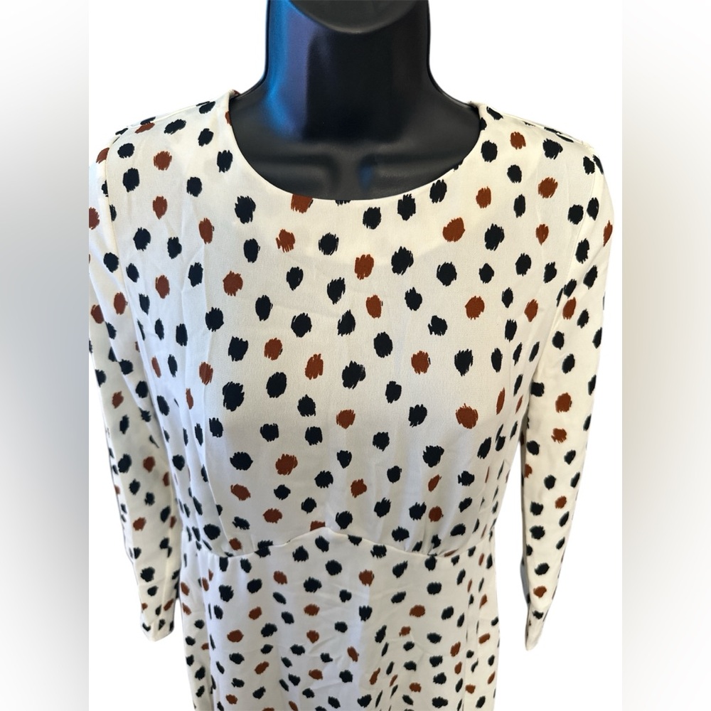 H&M Polka Dot Midi/Long Dress - Cream, Brown and Black NWOT - Picture 3 of 6